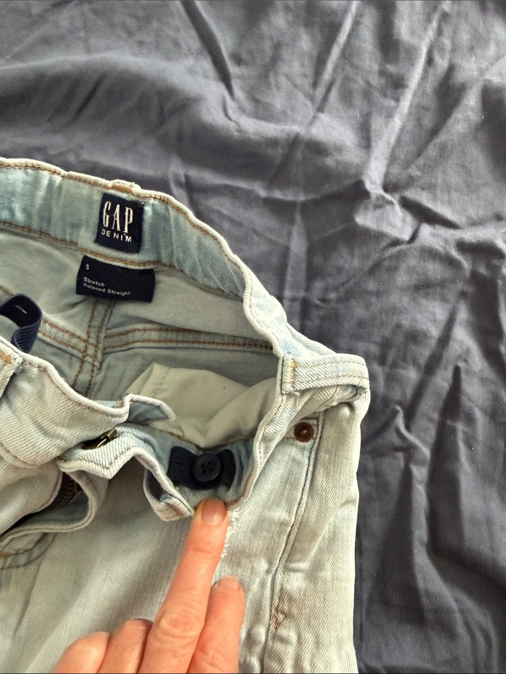 GAP Kids Light Gray Distressed Straight Jeans